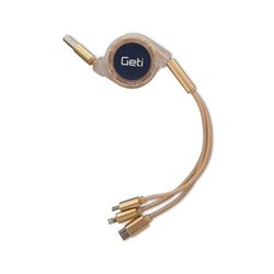 Geti kabel GCU 05 USB 3v1 zlatý samonavíjecí