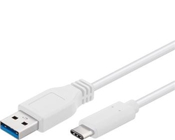 Kabel USB-C/male - USB 3.0 A/male, bílý, 0,5m