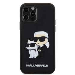 Karl Lagerfeld 3D Rubber Karl and Choupette Zadní Kryt pro iPhone 12/12 Pro Black