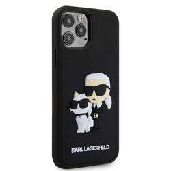 Karl Lagerfeld 3D Rubber Karl and Choupette Zadní Kryt pro iPhone 12/12 Pro Black