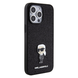 Karl Lagerfeld Fixed Glitter Metal Ikonik Zadní Kryt pro iPhone 15 Pro Max Black