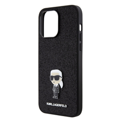 Karl Lagerfeld Fixed Glitter Metal Ikonik Zadní Kryt pro iPhone 15 Pro Max Black