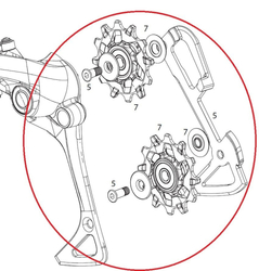 Kladky a vodítko k přehazovačce SRAM EX1 8 SPEED