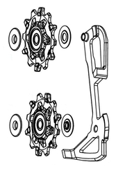 Kladky a vodítko k přehazovačce SRAM GX 1X11/FORCE1/RIVAL1 TYPE 2.1 (dlouhé vodítko)