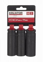 Kreator KRT095200 - 3ks nástrčných hlavic 17-19-21mm prodloužené 1/2"