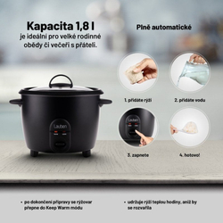 Lauben Rice Cooker 1800BC - rýžovar, objem 1,8l, pařáček pro vaření v páře, příkon 700W, funkce Keep Warm