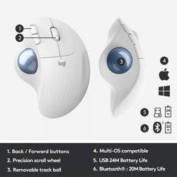 Logitech ERGO M575 Wireless trackball myš - bílý