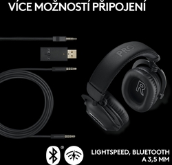 Logitech G Pro X Wireless 2, LIGHTSPEED, Bluetooth, černá