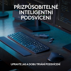 Logitech klávesnice Wireless MX Keys S, CZ, bezdrátová, černá/grafitová, Bolt