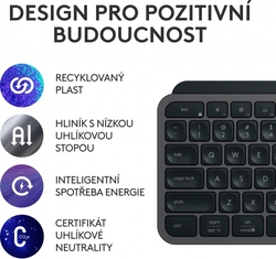 Logitech klávesnice Wireless MX Keys S, CZ, bezdrátová, černá/grafitová, Bolt