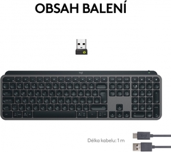 Logitech klávesnice Wireless MX Keys S, CZ, bezdrátová, černá/grafitová, Bolt