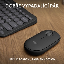 Logitech Pebble 2 Combo, bezdrátová klávesnice a myš, grafitová