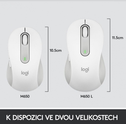 Logitech Wireless M650 L, bílá