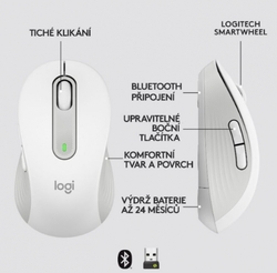 Logitech Wireless M650 L, bílá