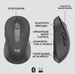 Logitech Wireless M650 L, grafitová