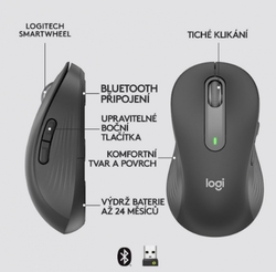 Logitech Wireless M650 L pro leváky, grafitová