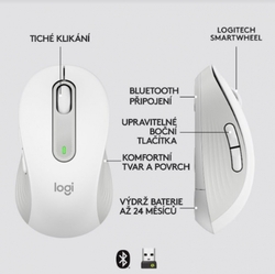 Logitech Wireless M650 M, bílá