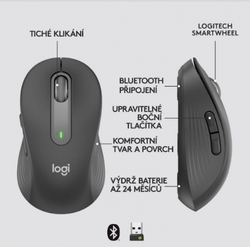 Logitech Wireless M650 M, grafitová