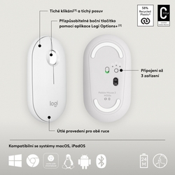 Logitech Wireless Pebble mouse 2, M350s, bílá