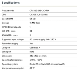 MikroTik CRS326-24S+2Q+RM,26port GB cloud router switch