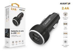 Nabíječka do auta ALIGATOR, 2xUSB 2,4A, originální černá