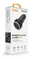 Nabíječka do auta ALIGATOR, 2xUSB 2,4A, originální černá