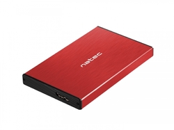 Natec Externí box pro HDD 2,5" USB 3.0 Rhino Go, červený, hliníkové tělo