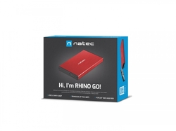 Natec Externí box pro HDD 2,5" USB 3.0 Rhino Go, červený, hliníkové tělo