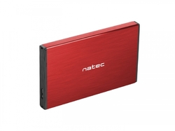 Natec Externí box pro HDD 2,5" USB 3.0 Rhino Go, červený, hliníkové tělo