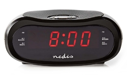 NEDIS digitální budík s rádiem/ LED displej/ AM/ FM/ funkce odloženého buzení/ časovač vypnutí/ 2 alarmy/ černý