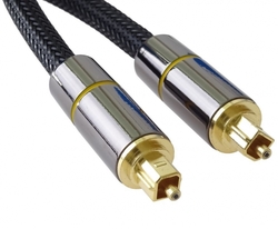 Optický audio kabel Toslink, OD:7mm, Gold-metal design + Nylon 0,5m