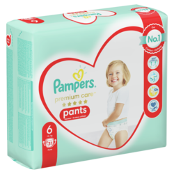 Pampers Plenkové Kalhotky Premium Care Velikost 6, 31 Kusů, 15kg+