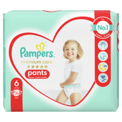 Pampers Plenkové Kalhotky Premium Care Velikost 6, 31 Kusů, 15kg+