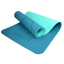 Podložka LIFEFIT YOGA MAT LOTOS DUO, 183x58x0,6cm, tyrkysová