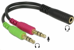 PremiumCord Adaptér 4pólový jack3,5mm pro sluchátka a mikrofon, 30cm