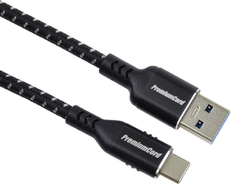 PremiumCord kabel USB-C - USB 3.0 A (USB 3.2 generation 1, 3A, 5Gbit/s) bavlněný oplet a hliníkové konektory 1m