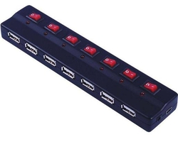 PremiumCord USB 2.0 HUB 7-portový s ext. napájením a vypínači portů