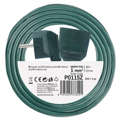 Prodlužovací kabel 5m / 1 zásuvka / zelený / PVC / 1mm2