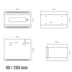 RACK DATACOM 10" nástěnný rozvaděč 4U/280 mm