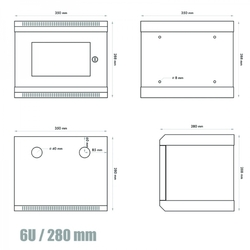 RACK DATACOM 10" nástěnný rozvaděč 6U/280 mm