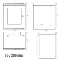 RACK DATACOM 10" nástěnný rozvaděč 9U/280 mm