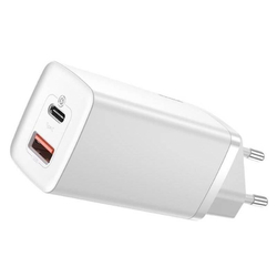 Rychlonabíječka do sítě Baseus GaN2 Lite USB+USB-C 65W bílá