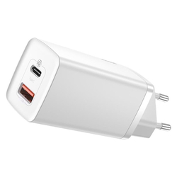 Rychlonabíječka do sítě Baseus GaN2 Lite USB+USB-C 65W bílá