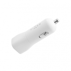 Set autonabíječky FIXED s USB-C výstupem a USB-C/USB-C kabelu, podpora PD, 1 metr, 18W, bílý