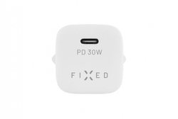 Set síťové nabíječky FIXED Mini s USB-C výstupem a USB-C/Lightning kabelu, podpora PD, 1.2 metr, MFI, 30W, bílý