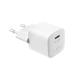 Set síťové nabíječky FIXED Mini s USB-C výstupem a USB-C/Lightning kabelu, podpora PD, 1 metr, MFI, 20W, bílý