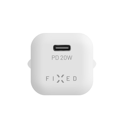 Set síťové nabíječky FIXED Mini s USB-C výstupem a USB-C/Lightning kabelu, podpora PD, 1 metr, MFI, 20W, bílý