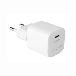 Set síťové nabíječky FIXED Mini s USB-C výstupem a USB-C/USB-C kabelu, podpora PD, 1 metr, 30W, bílý