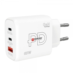 SKROSS USB A+C nabíjecí adaptér Power charger 65W GaN EU, Power Delivery, typ C