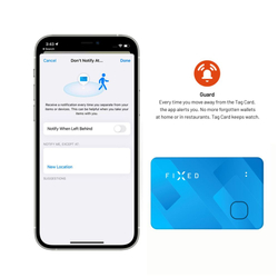 Smart tracker FIXED Tag Card s podporou Find My, bezdrátové nabíjení, modrý